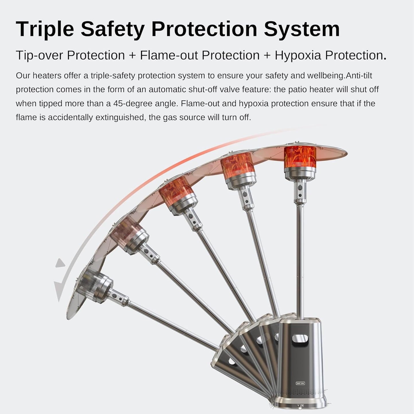 EAST OAK 50,000 BTU Patio Heater with Sand Box, Double-Layer Stainless Steel Burner, Table Design, Safety Protection System, Wheels, Propane Patio Heater for Home and Commercial, Stainless Steel