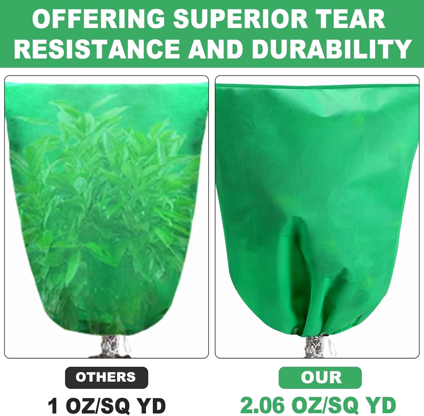 2 Pack Winter Plant Covers Freeze Protection, 31.4" X 47.2" Frost Cloths for Outdoor Plants with Zipper Drawstring, Tree Covers for Winter Cold Weather Covers Bags Shrubs Trees Jacket