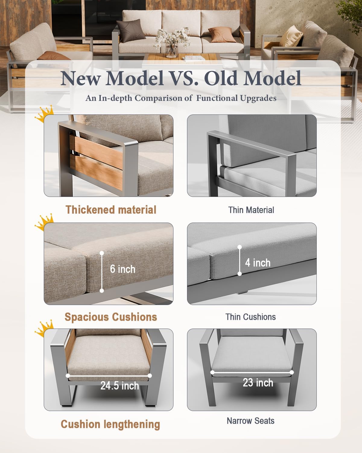 ZANDOR Outside Aluminum Lawn Furniture - 1 Pcs Loveseat, All-Weather Metal Modern Outdoor Loveseat Sofa with Washable Thick Cushion for Garden/Backyard/Porch, Grey