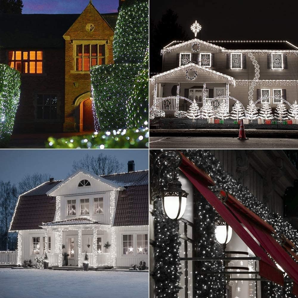 Joomer Solar Fairy Lights, 4-Pack Total 104FT 320LED Solar String Lights Outdoor Waterproof 8 Lighting Modes for Patio Fence Party Garden Yard Home Holiday Tree Outdoor Decoration (White)