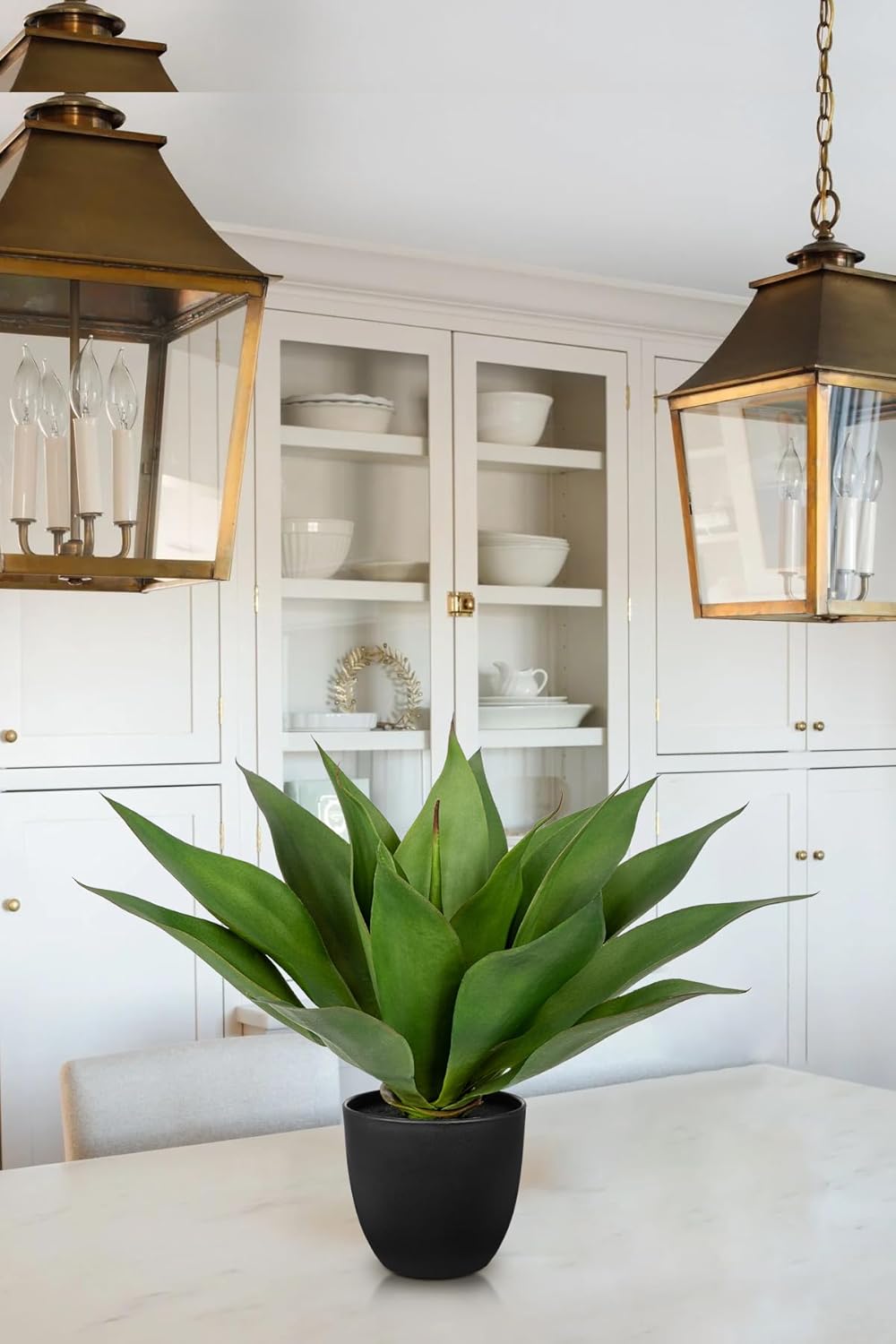 Large Faux Agave Plant 13.4" Fake Plant Artificial Decor Faux Plant Fake Succulent Plants in Pot Realistic Agave Plant Artificial Potted Plants for Home Living Room Table Office Desk Bathroom Indoor