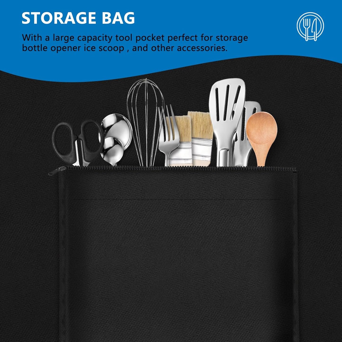 SIRUITON Outdoor Bar Cart Cover for 36 Inch Portable Outdoor Table, Heavy Duty 600D Oxford Fabric Outdoor Waterproof BBQ/Worktable Metal Movable Table Cover