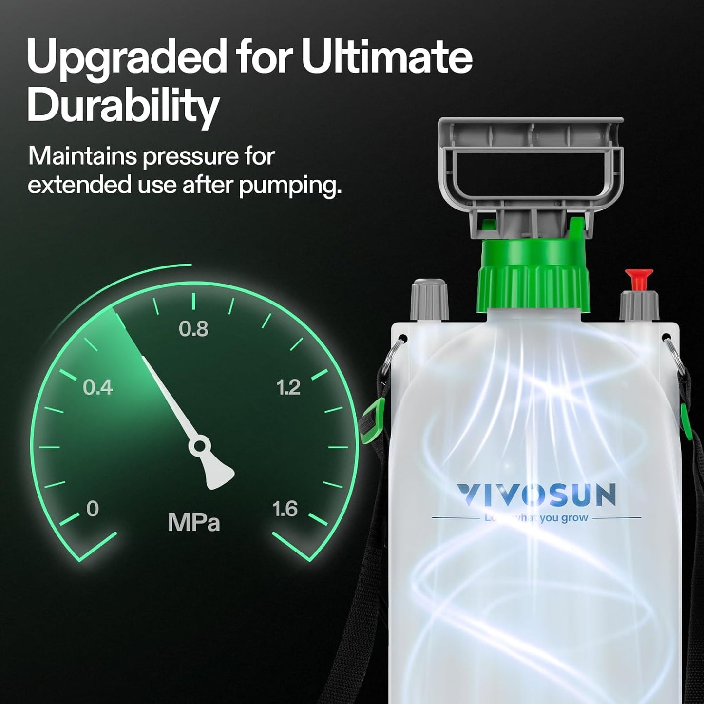 VIVOSUN Pump Sprayer 1.8 Gallon, Portable Water Spray Bottle in Lawn and Garden Yard, Weed Sprayer for Plants with 3 Nozzles, Adjustable Shoulder Strap, Pressure Relief Valve