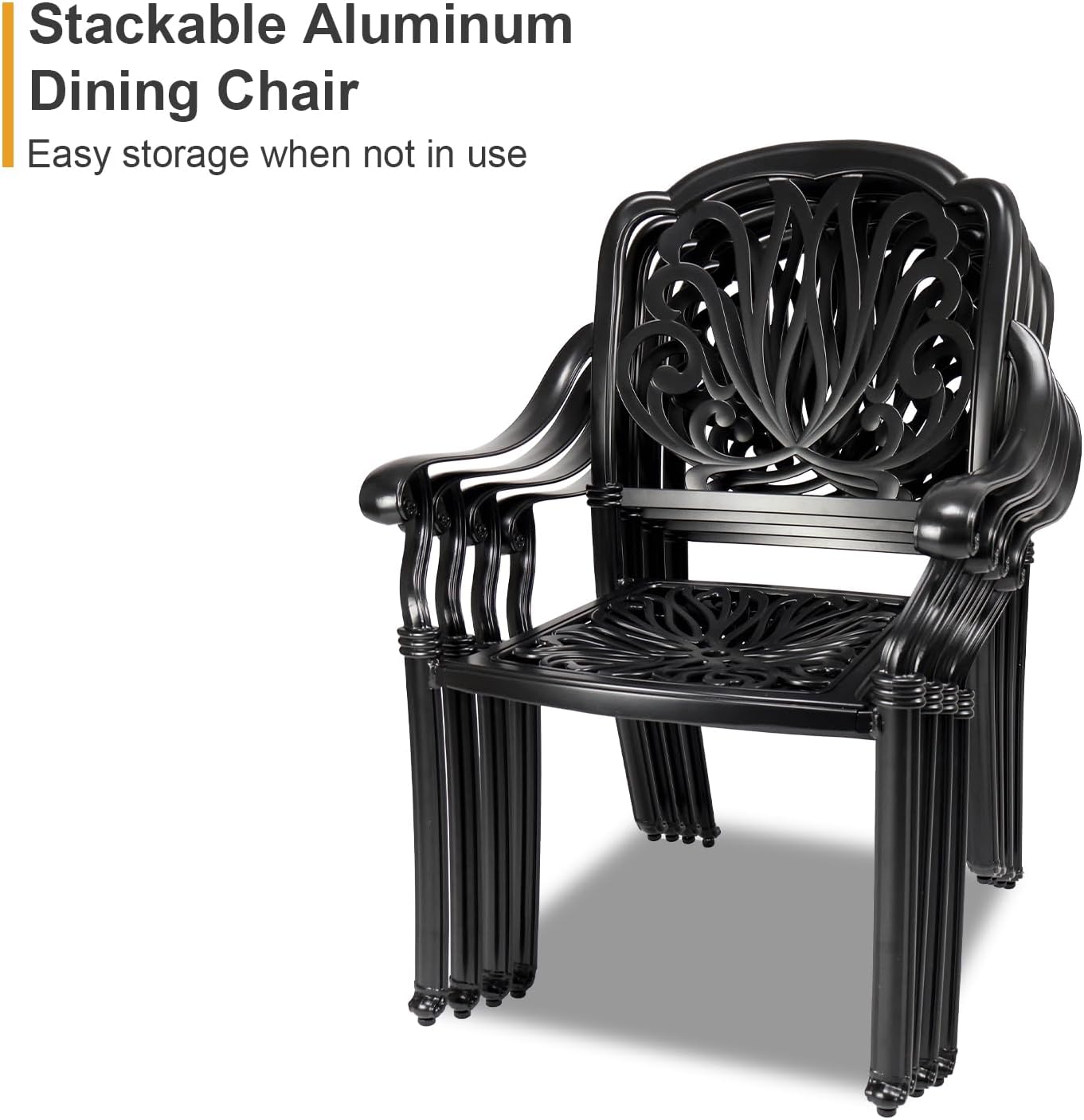 3 Piece Outdoor Bistro Set, All-Weather Patio Cast Aluminum Table and Chairs Set of 2 with 2.4" Umbrella Hole for Patio, Front Porch,Garden, Backyard, Balcony, Black