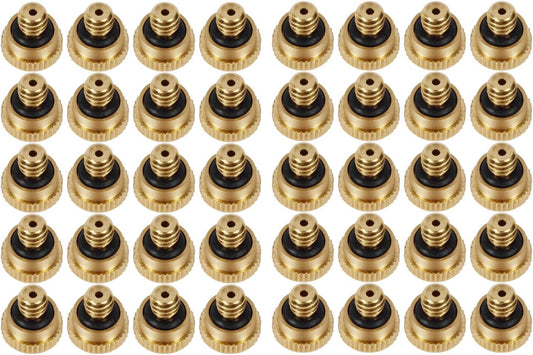 Brass Misting Nozzles 0.016" Orifice (0.4mm) 10/24 UNC, Water Mister Parts Fog Nozzles for Patio Misting System Outdoor Cooling System (40pcs)