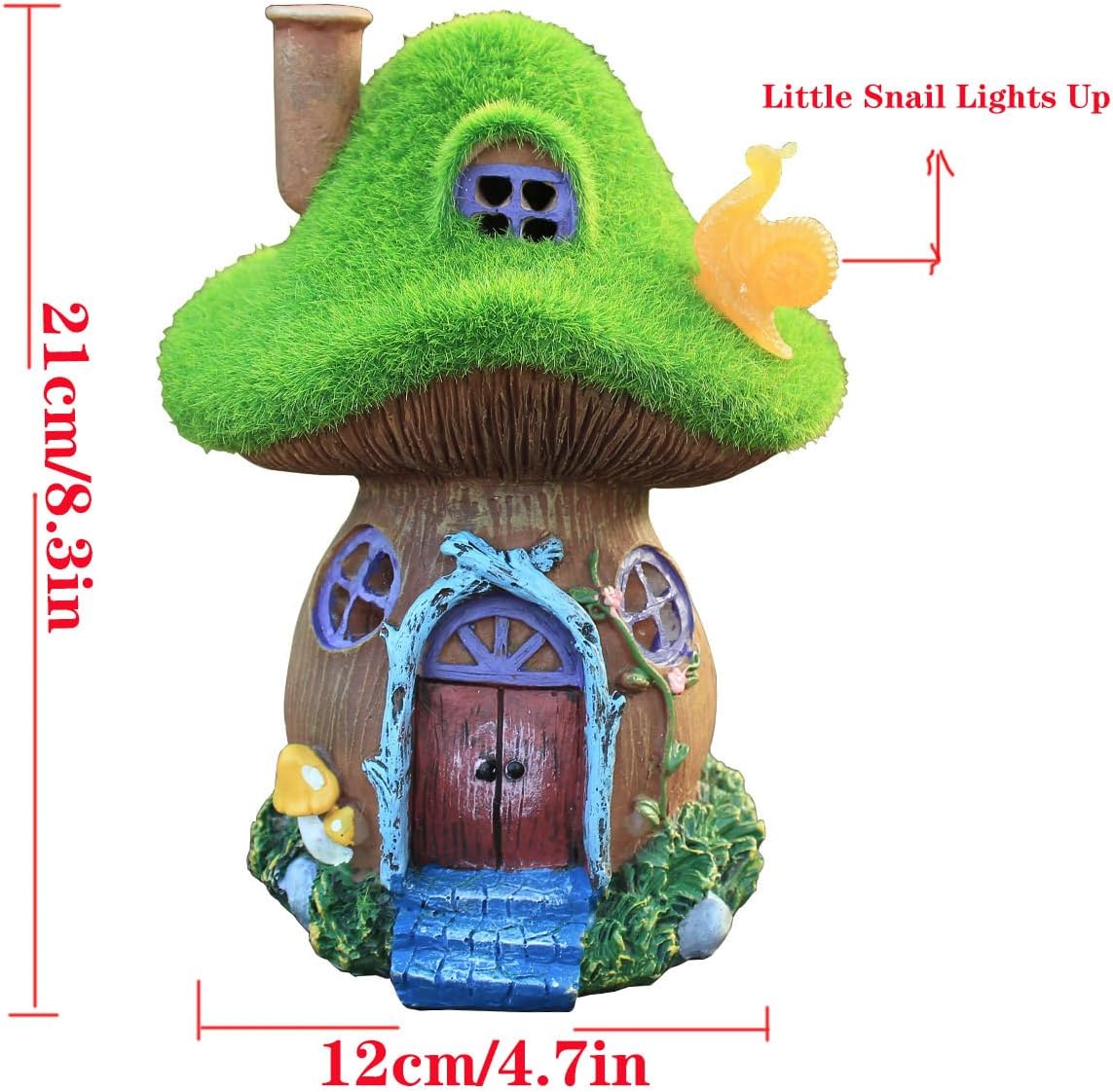 Mushroom Garden Statues,Outdoor Fairy House Figurine with Solar Powered Garden Light, Gifts for Women Mom Grandma Halloween Decor or Yard Decor (Resin)