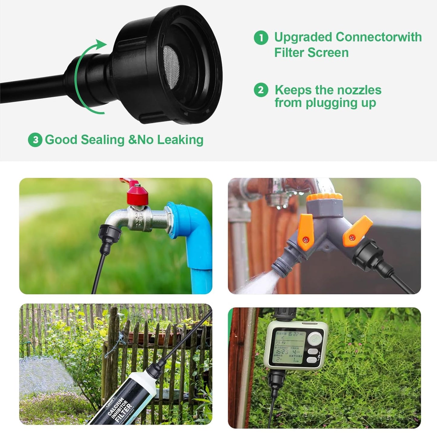 Misters System, 100FT DIY Outdoor Misting Cooling System Comprise +2 PE Adapters3/4+30 Brass Mist Nozzles+2 Tee Adapters+2 90 Degree Elbows, for Garden, Outside Patio Pasture and waterpark