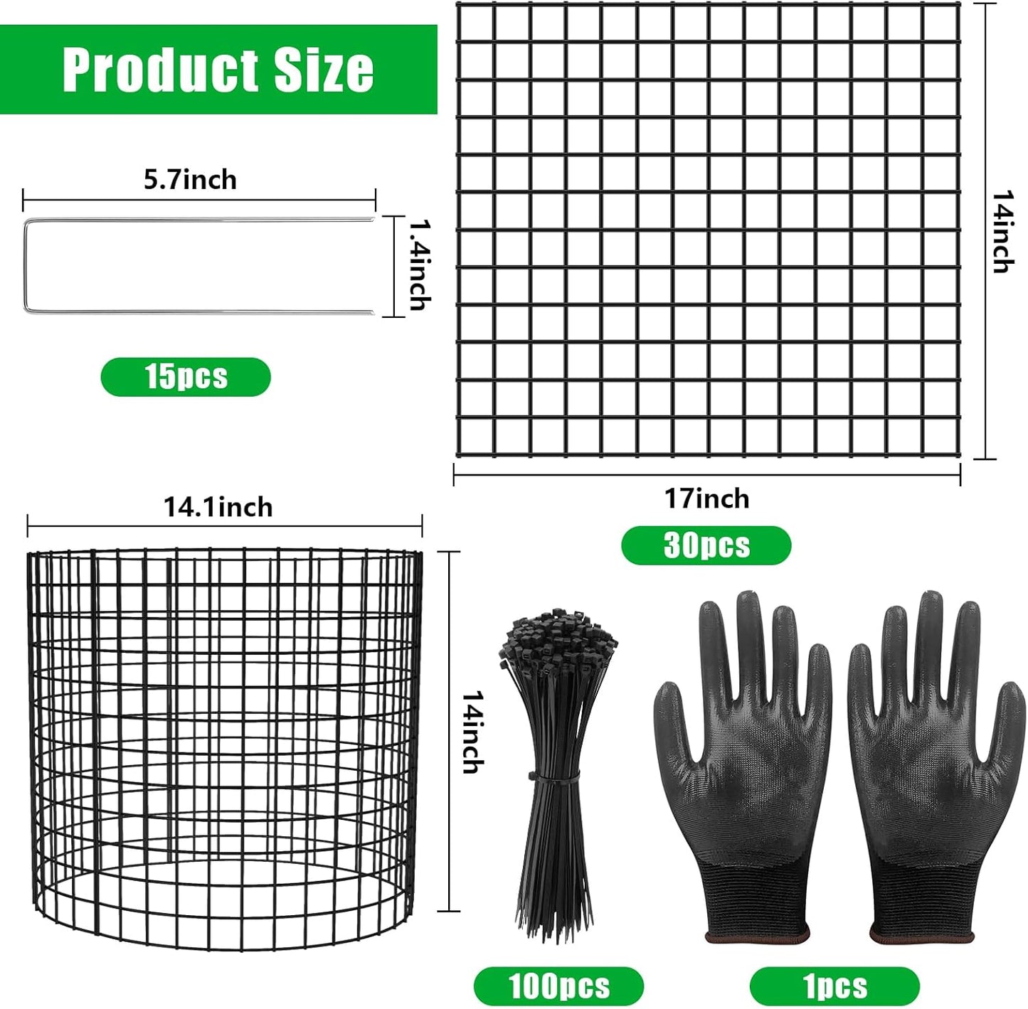 5 Pack Plant Protector from Animals, 17x14 inch Wire Plant Cages Mesh Plant Cage Garden Plant Protector, Sturdy Bunny Barricades Chicken Wire Cloche Plant Protectors for Keeping Bunny Animals Out