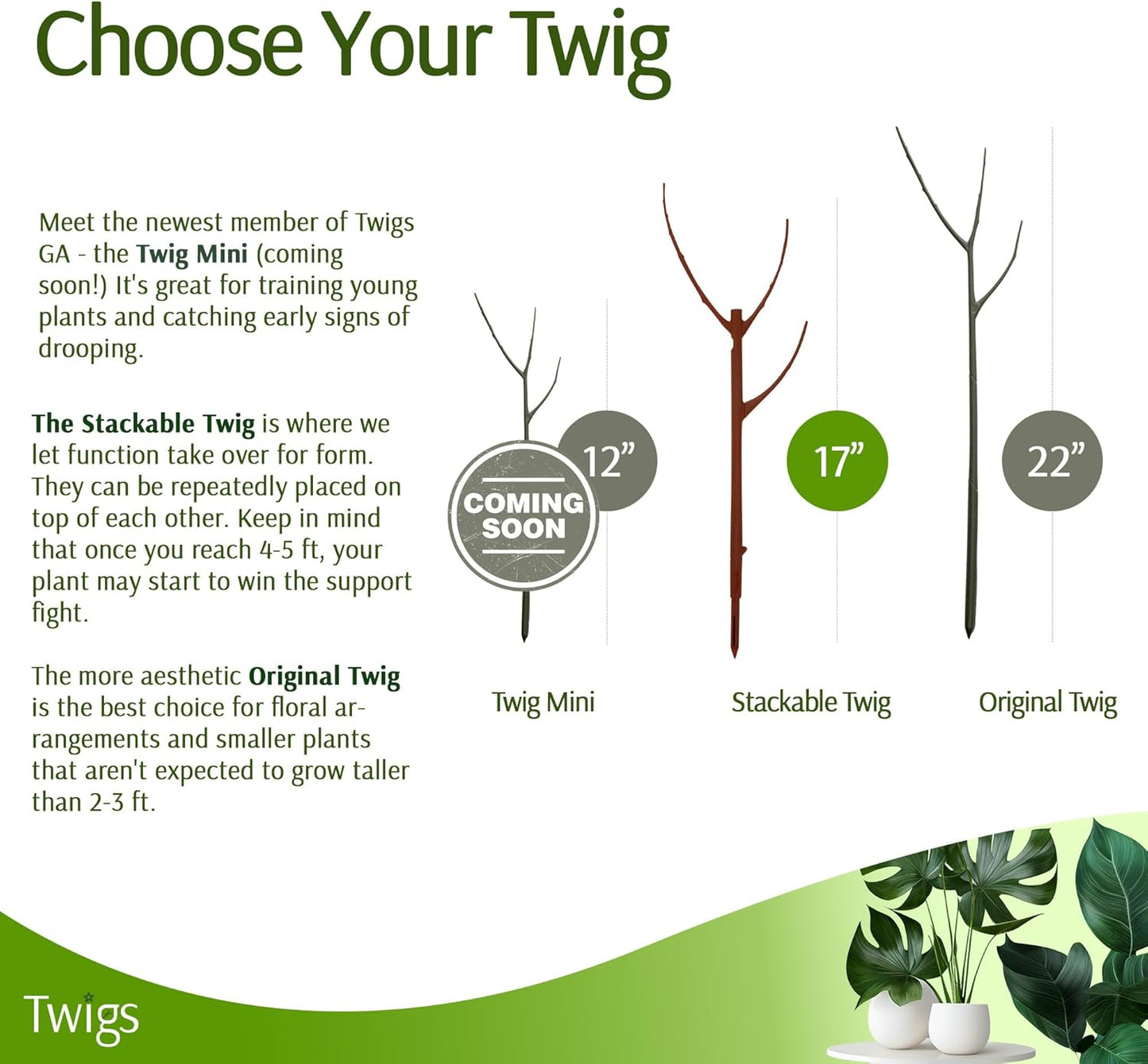 Stackable Plant Support Stakes, Stem Holder Structures for Indoor & Outdoor Use, Garden Accessories for Climbing & Potted Plants, Trellis Alternative - Begonia Red, 10 Pack, 17" L