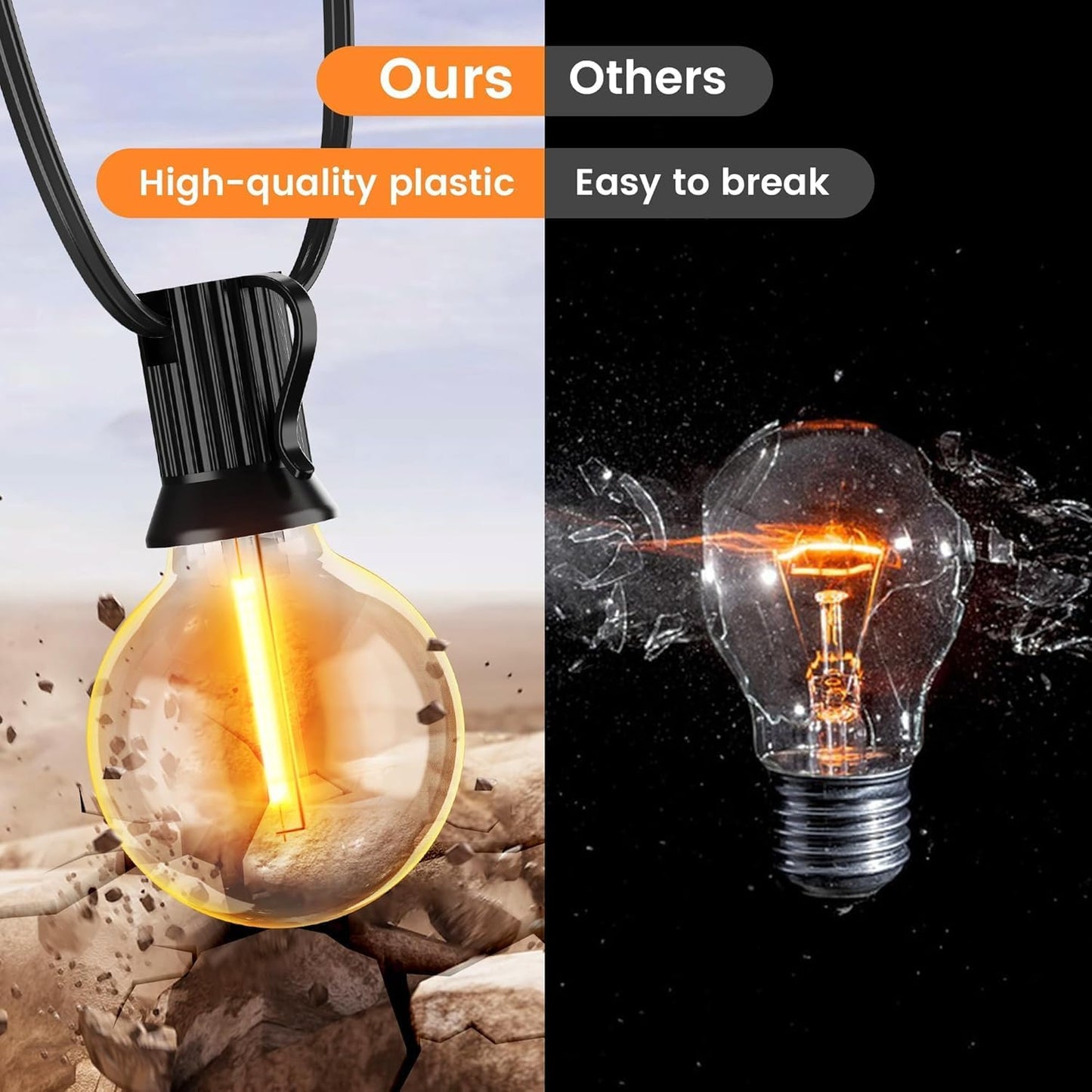 OHLUX 120FT Solar String Lights Outdoor with Remote, Commercial Grade Patio Lights with 52 Shatterproof G40 Globe LED Filament Bulbs, Dimmable Outside Edison Hanging Light for Backyard Party Decor