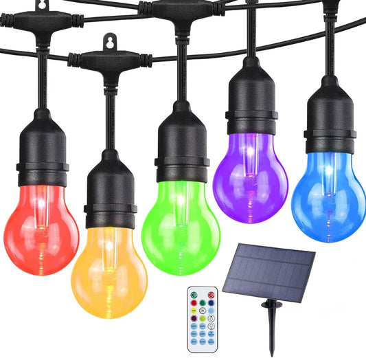 Auroraworld RGB Solar String Lights, 144FT Patio Lights， Commercial String Lights for Garden