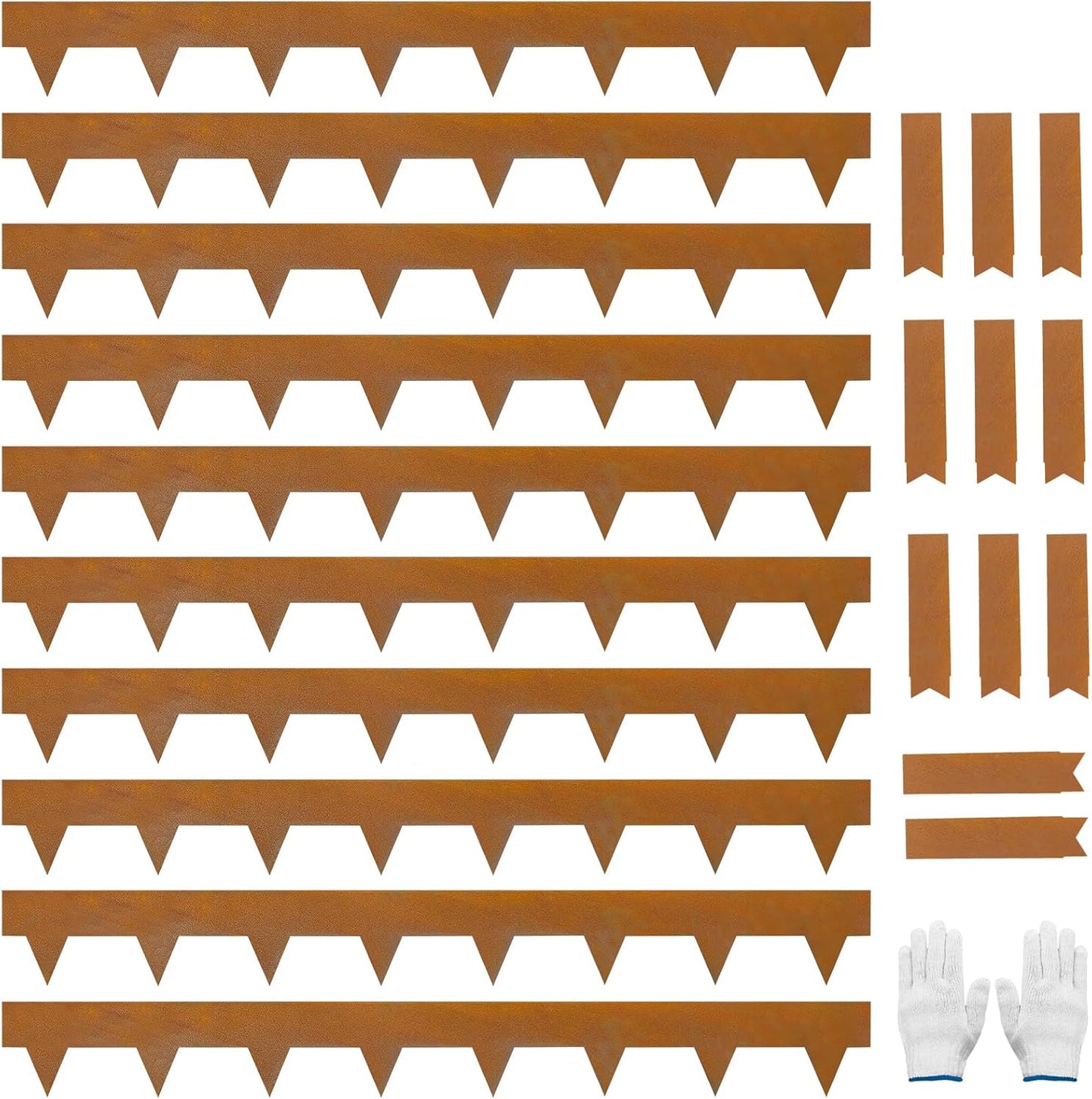 Hugeleaf 4.5 Inch Pre-Rusted Cor-Ten Steel Landscape Edging with 11 Pcs Metal Clips, Hammer-in Heavy Duty Metal Edging Pack of 10 (33 Feet Total Length) -Edge for Lawn Garden Yard