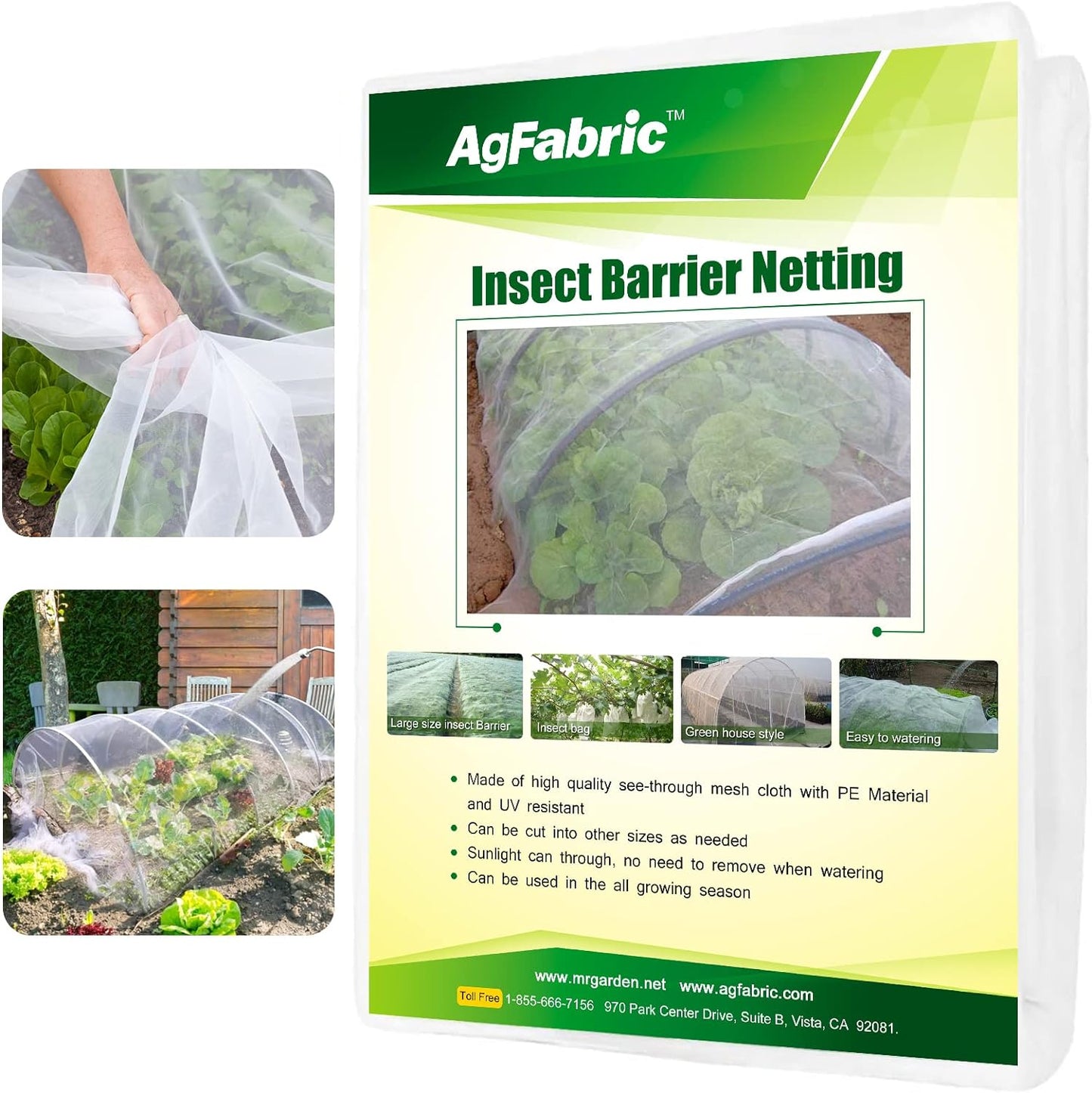 Agfabric Garden Netting 16'x20' Insect Pest Barrier Bird Netting for Garden Protection,Row Cover Mesh Netting for Vegetables Fruit Trees and Plants,White