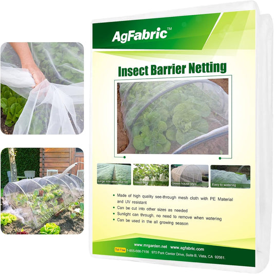 Agfabric Garden Netting 3.9'x9.8' Insect Pest Barrier Netting for Garden Protection,Plant Cover Row Cover Mesh Netting for Vegetables Fruit Trees and Plants,White