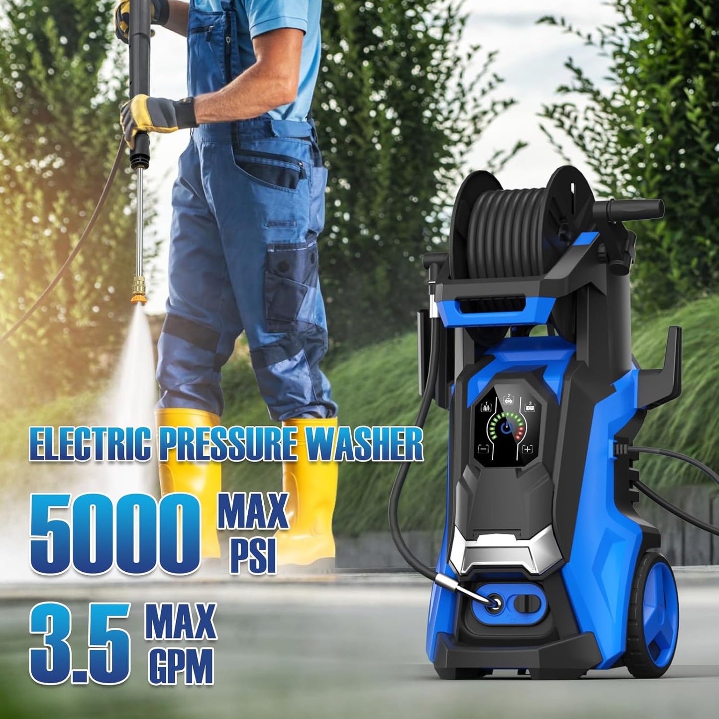 Pressure Washer with 4 Quick Connect Nozzles,Inlet Hose & Filter, Foam Cannon for Cars/Fences/Driveways Cleaning