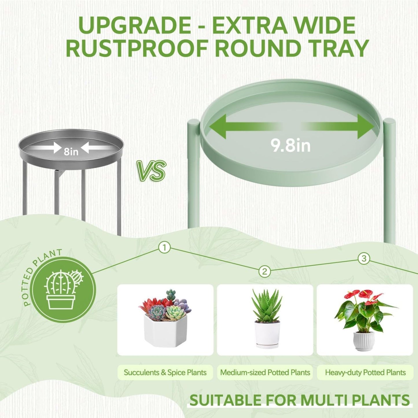 iDavosic.ly 7 Tier Large Plant Stand Indoor, 10 Inch Wide Tall Corner Metal Plant Stands Outdoor for Multiple Plants, Folding Tiered Flower Display Holder Rack Shelf, Light Green