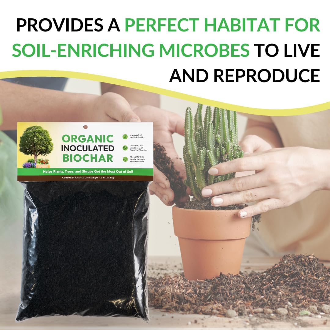 Organic Inoculated Biochar: Helps Plants and Trees Get The Most Out of Soil | Allows Plants to Uptake Nutrients More Efficiently | Contains Millions of Soil-Enriching Micro-Organisms | 128oz Bag
