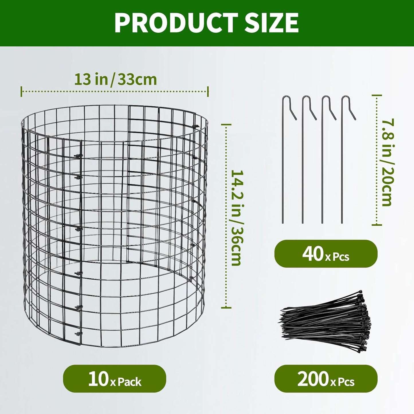 10 Pack Metal Plant Protector, Metal Plant Protection Cages (13" Diax14.2H) to Keep Animals Out, for The Garden Protection of Flowers, Saplings, Fruits Vegetables, Black