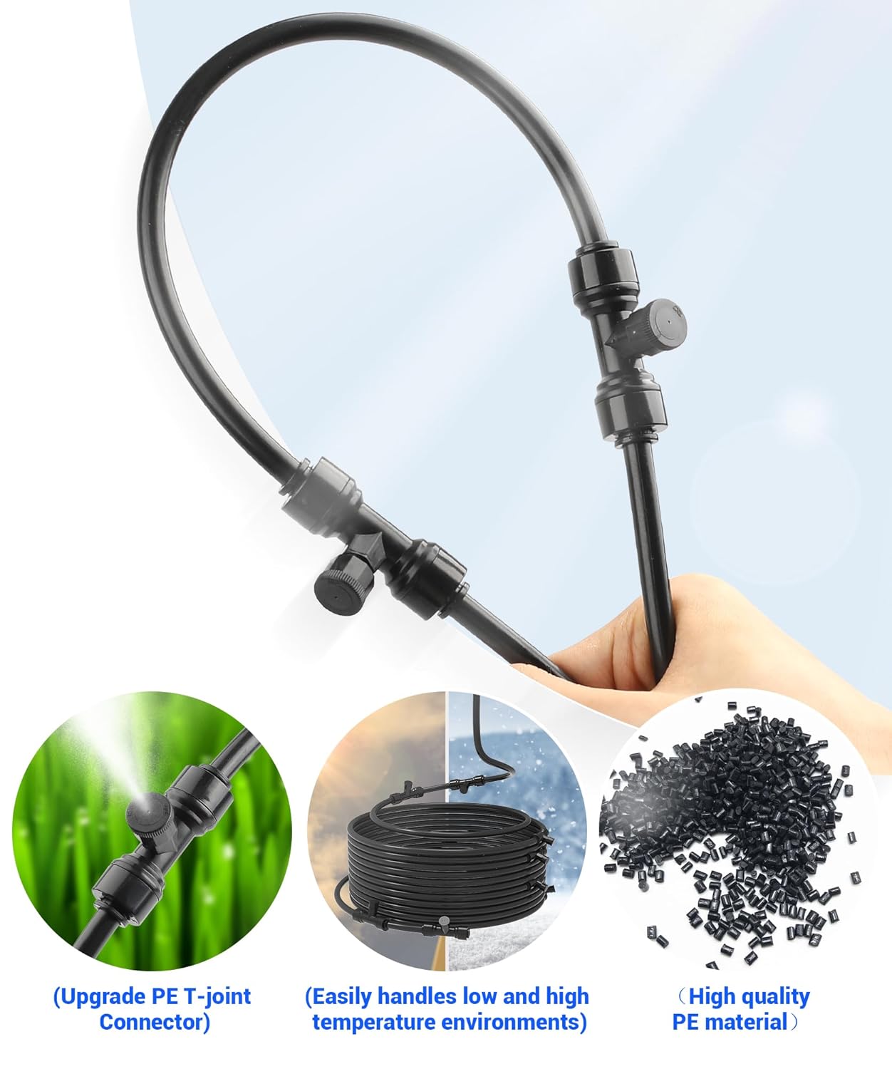 150FT Misters for Outside Patio Misters for Cooling (55 Mist Nozzles) Outdoor Water Patio Hose Greenhouse Mister System Outside Mist Backyard Trampoline for Waterpark Watering Misters for Cooling