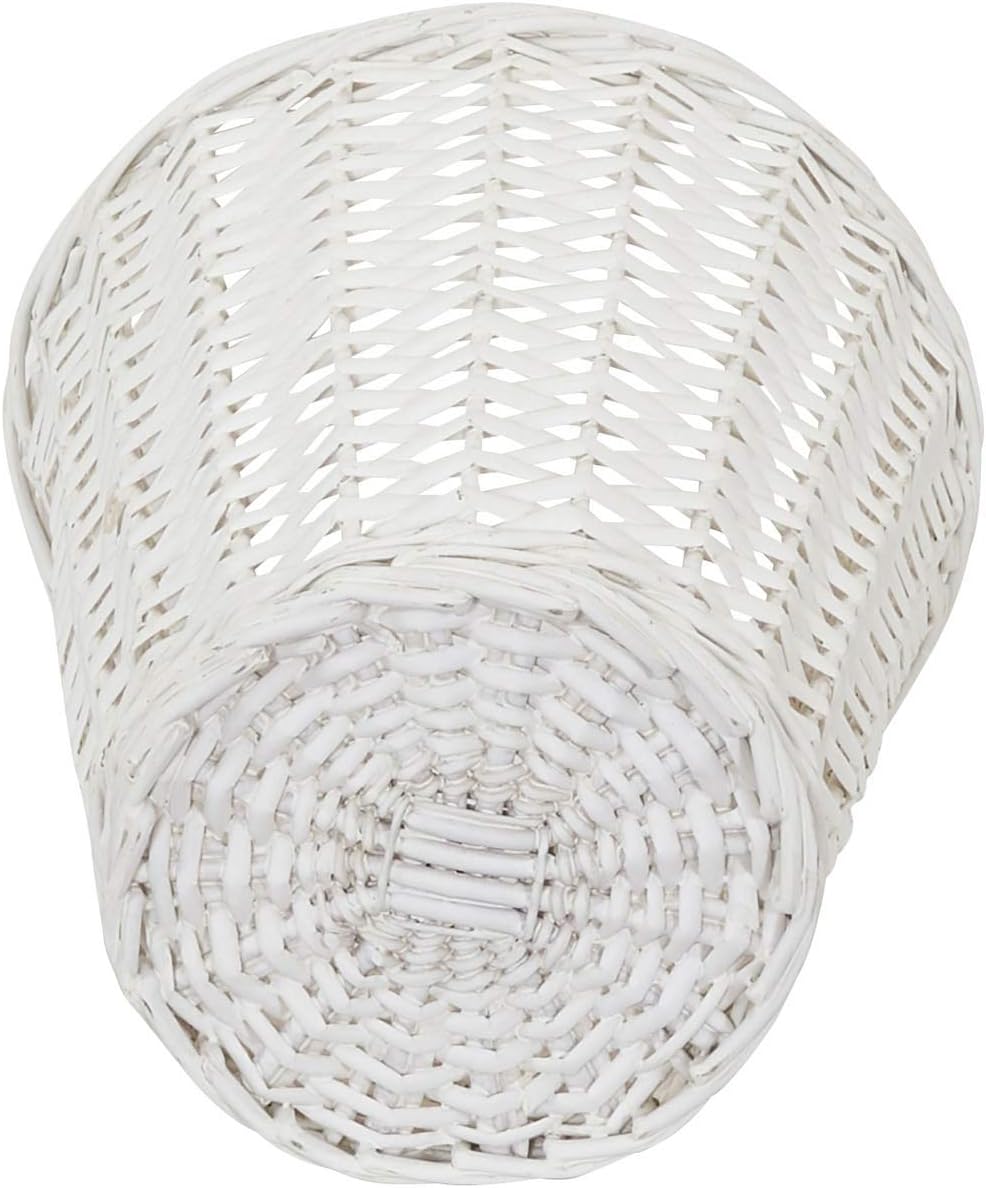 Household Essentials Wicker Waste Basket, Willow Weave Painted White, Includes Plastic Liner, Great as a Waste Basket or Decorative Planter, White