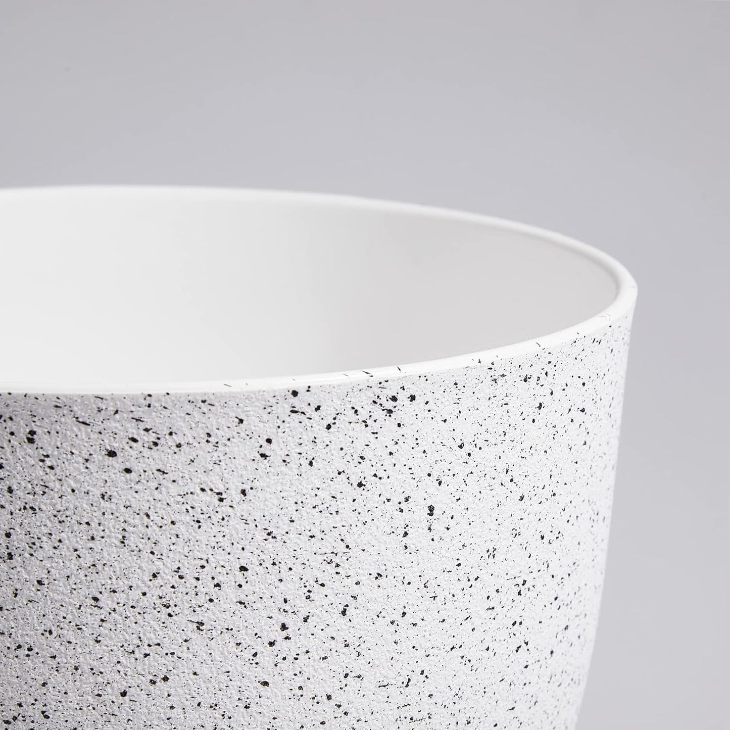 Large Flower Pots 12/10/9 inch, Set of 3 Modern Decorative Plastic Planters with Drainage Holes and Saucers for Garden House Plants, Plant Pots for Indoor Outdoor Plants, Speckled White