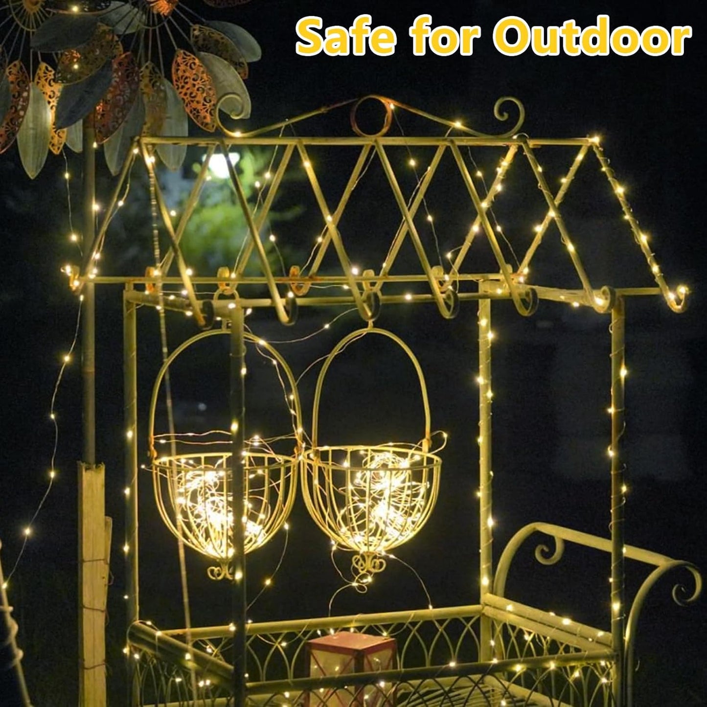 YEGUO Solar Fairy Lights Outdoor Waterproof, 4 Packs Each 33ft 100 LED Christmas Lights Warm White, 8 Modes Silver Wire Twinkle String Lights