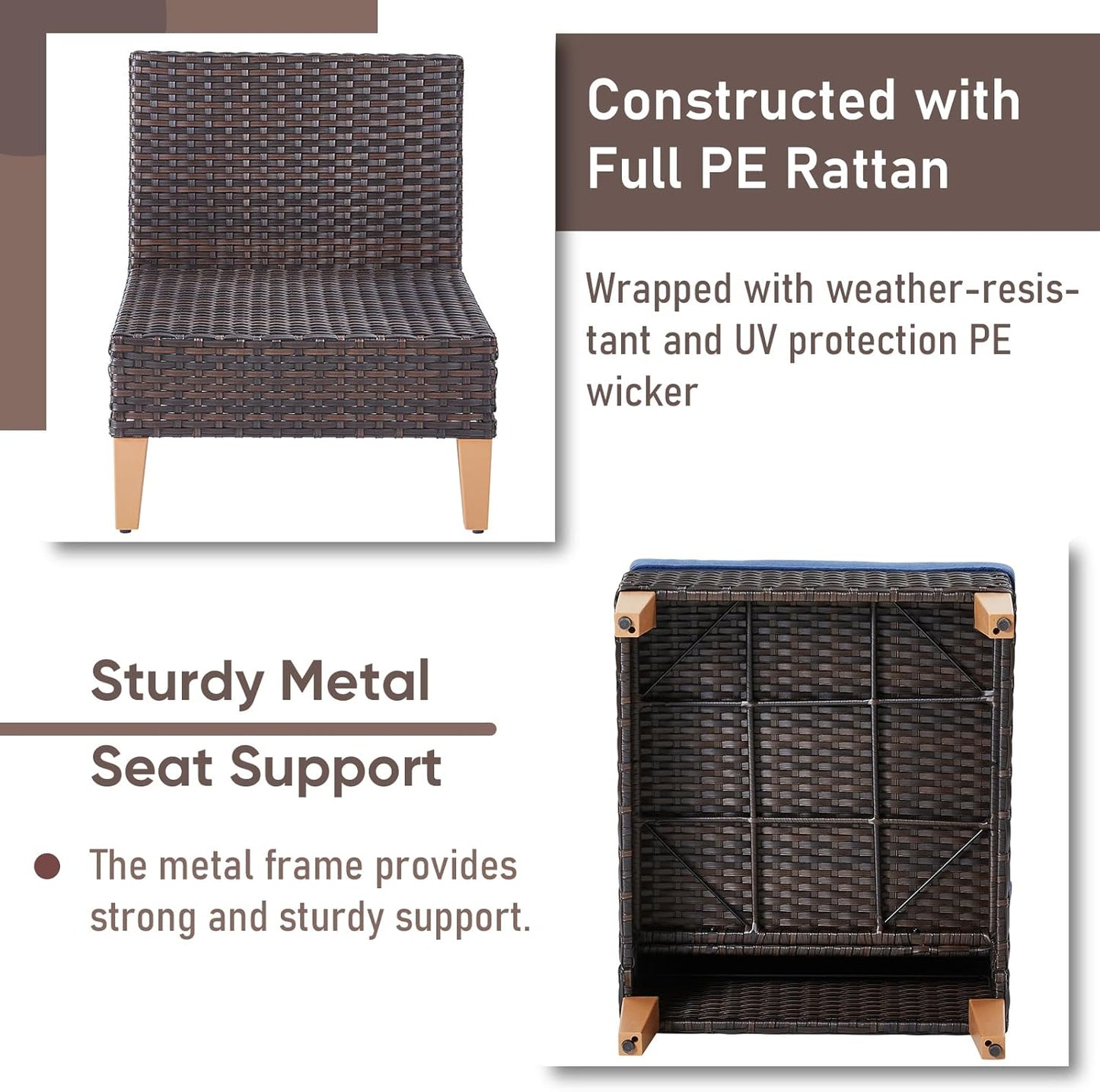 HUMMUH 10 Pieces Patio Furniture Set,Outdoor Half-Moon Modular Sectional Couches Swivel Patio Chairs with Ottomans,All Weather PE Wicker Patio Conversation Sets for Garden Porch Backyard