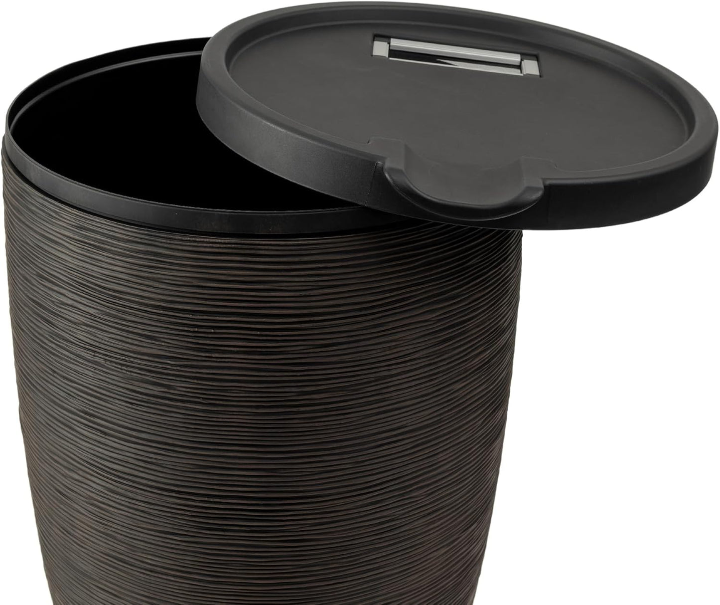 Newport 50‑Gallon Flat‑Back Rain Barrel with Stand & Planter Bundle – Bronze | Removable Lid, UV-Stabilized Outdoor Water Storage