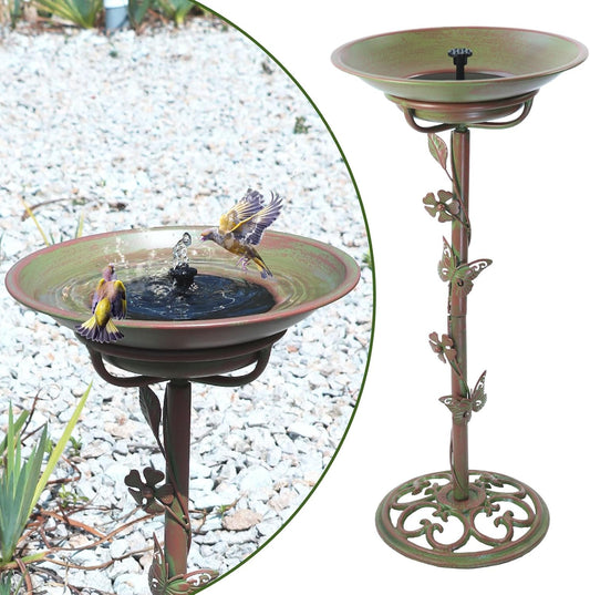 28.5" H Solar Bird Bath for Outside,Solar Fountain and Cast Iron Bird Bath,Metal Bird Baths Bubbler,Birdbaths for Outdoors,for Garden Outdoor Decoration