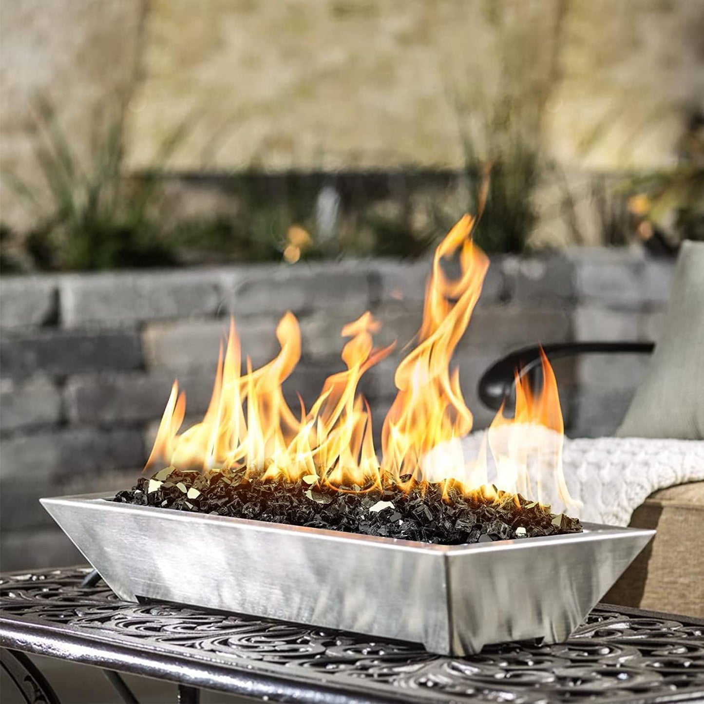 Mr. Fireglass 20 Pounds Black Reflective Fire Glass, 1/2 Inch High Luster Reflective Tempered Glass Rocks for Fire Pit Table Fireplace and Landscaping, Decorative Propane Gas Fireplace Glass Rocks