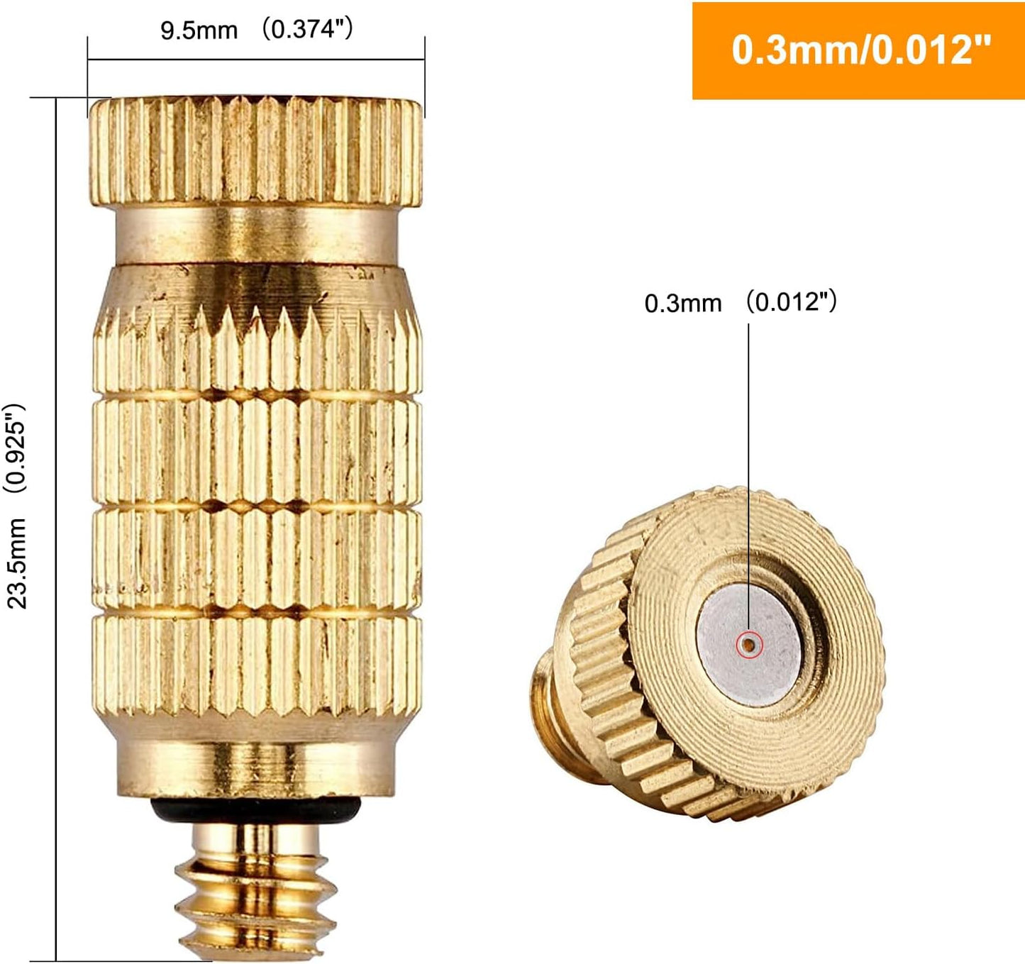 20pcs High Pressure Atomizer Nozzle Brass Misting Nozzles for Outdoor Cooling System, Landscaping, Greenhouse Irrigation, Air Humidification, Anti-Drip Fogging Spray Head(0.012"/0.3mm)