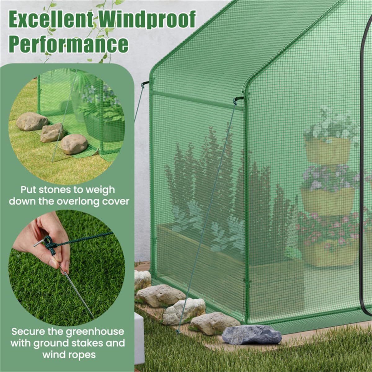71x40x66 Walk-in Mini Greenhouse Kit for Outdoors with Durable Greenhouse Plastic Cover, 4-Tier Small Green Houses for Outside Gardening & Plant Protection, Portable Indoor Green House