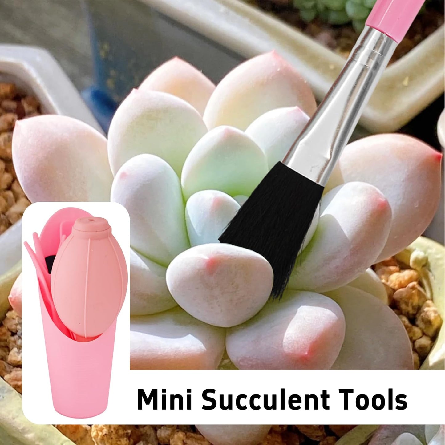 6Pcs Mini Succulent Tools Set, Garden Hand Tools Kit for Indoor Plant Care, Succulent Bonsai Miniature Garden Tool Set, Small Gardening Tools for Transplanting Digging Planting, Pink