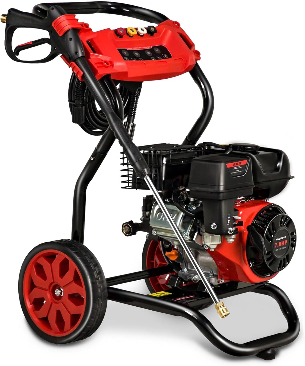 Gas Pressure Washer, 3950 PSI and 2.6 GPM, 7HP Engine with Copper Pump, 25FT Hose and Foam Cannon, 4 Nozzles, for Cars, Driveways, Fences