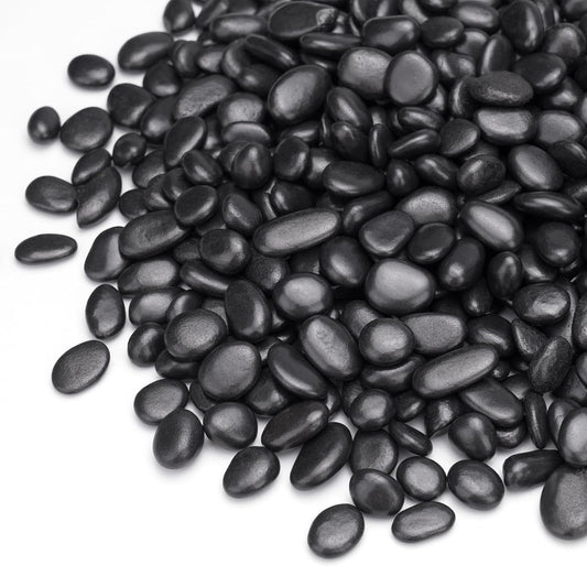 10 lbs Black Pebbles for Indoor Plants, Succulent, Bamboo, Vase, 3/8" Plant Rocks for Pots Indoor, Small River Rocks Decorative Pea Gravel, Highly Polished