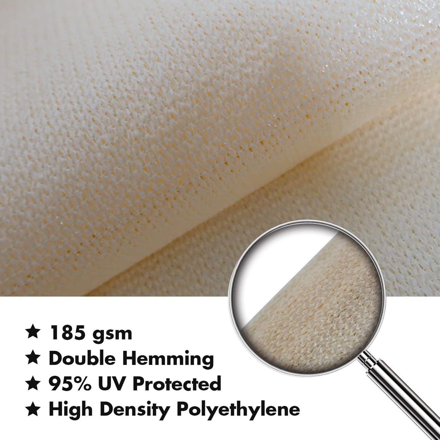 KANAGAWA 10'X20' Cream Custom Size Sun Shade Sail Rectangle UV Block Canopy Cover for Patio Backyard Lawn Garden Outdoor (Customized Available)