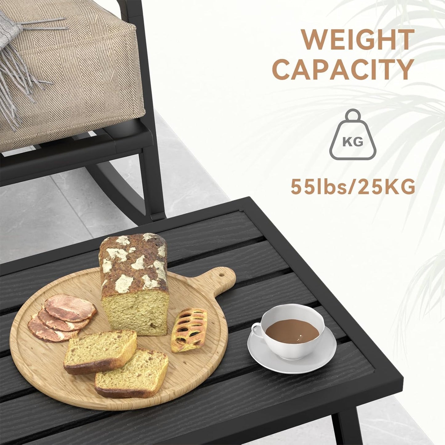 C-Hopetree Small Metal Outdoor Coffee Side Table for Outside Patio, Rectangle, Black