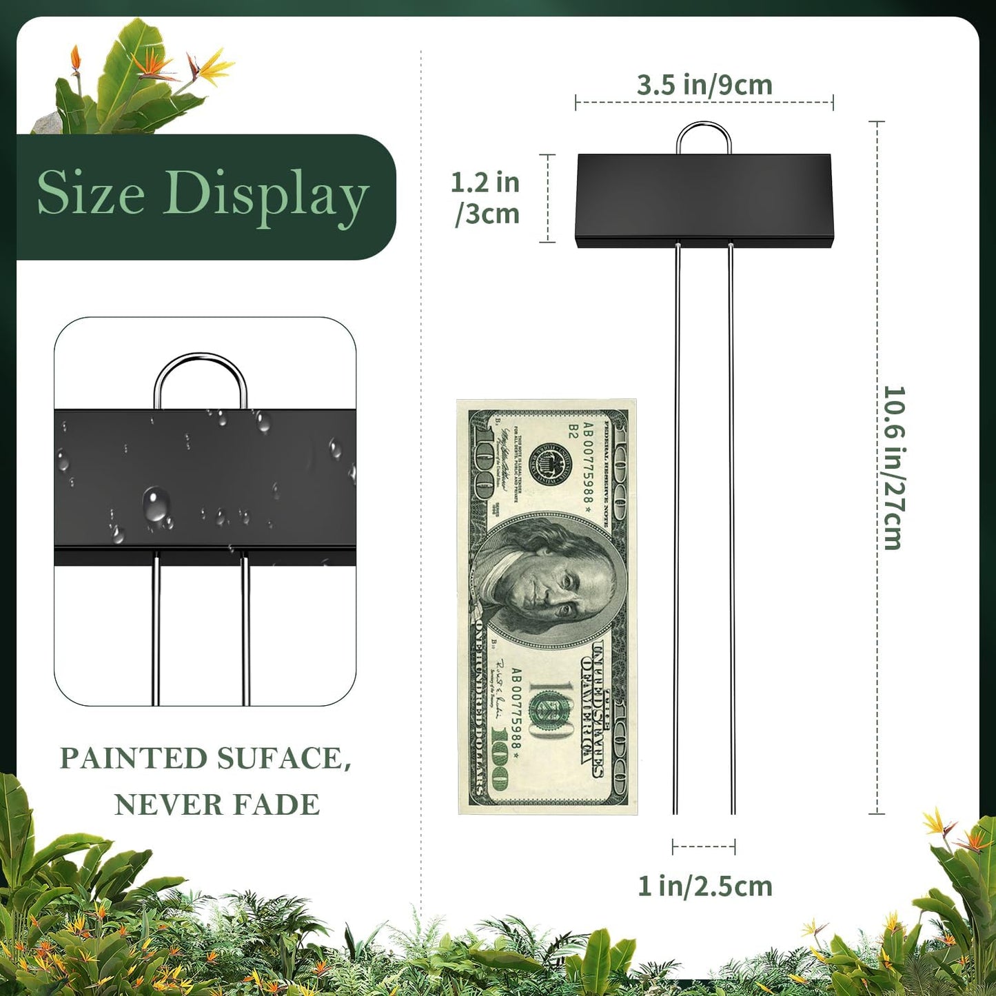 30 Pack Metal Plant Labels for Outdoor Garden Waterproof Plant Markers, Labels Garden Markers for Seedlings Herbs Vegetable Greenhouse Gifts with Pen - Black