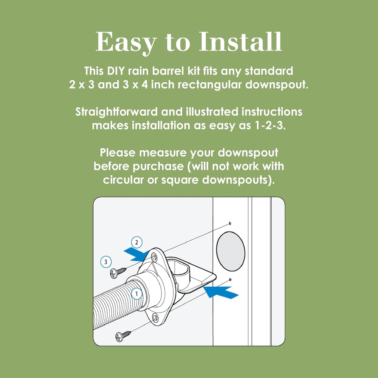 EarthMinded FlexiFit Universal Diverter System - Works with Standard Rectangular Downspouts - Easily Connects Your Existing Rain Barrel to a Downspout Diverter System
