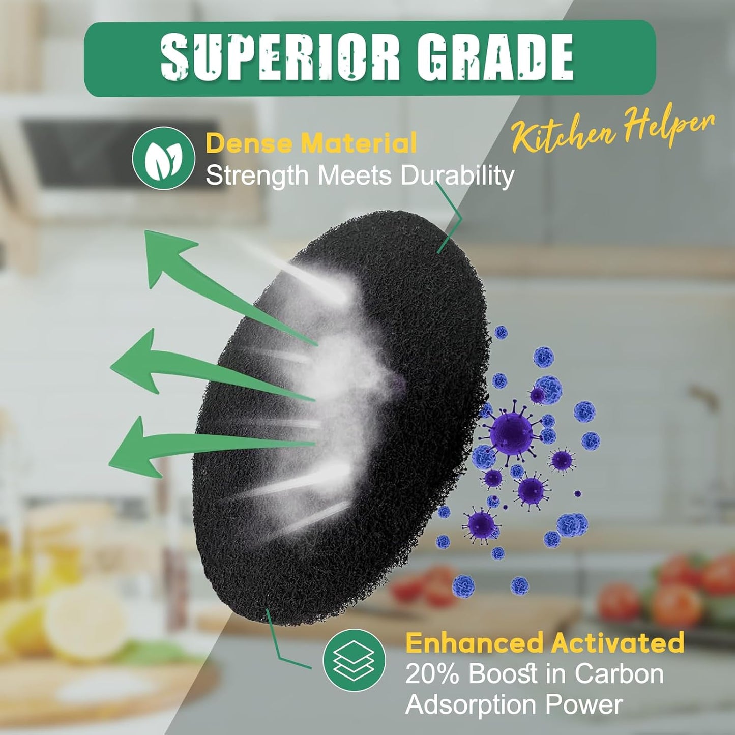7.25 Inch Charcoal Filters for 10 Pack Kitchen Countertop Compost Bins - Extra Thick 0.3" for Longer Lasting Activated Carbon
