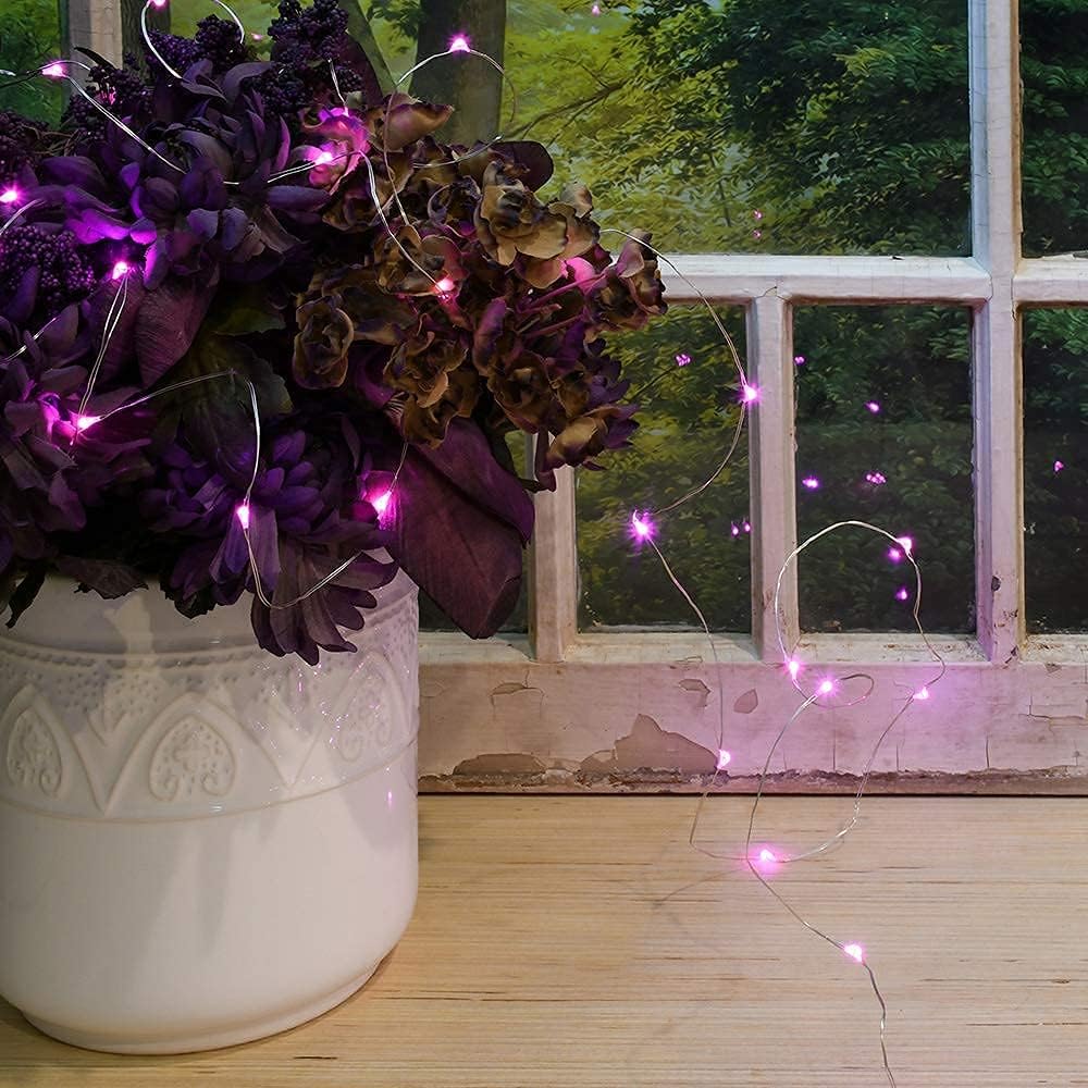 2 Pack Solar Powered Fairy String Lights Outdoor Waterproof 8 Modes Twinkle Christmas Decorations Lights, Each 33ft-100LED, 40ft-120LED, 66ft-200LED, 80ft-240LED, (Pink, 66)