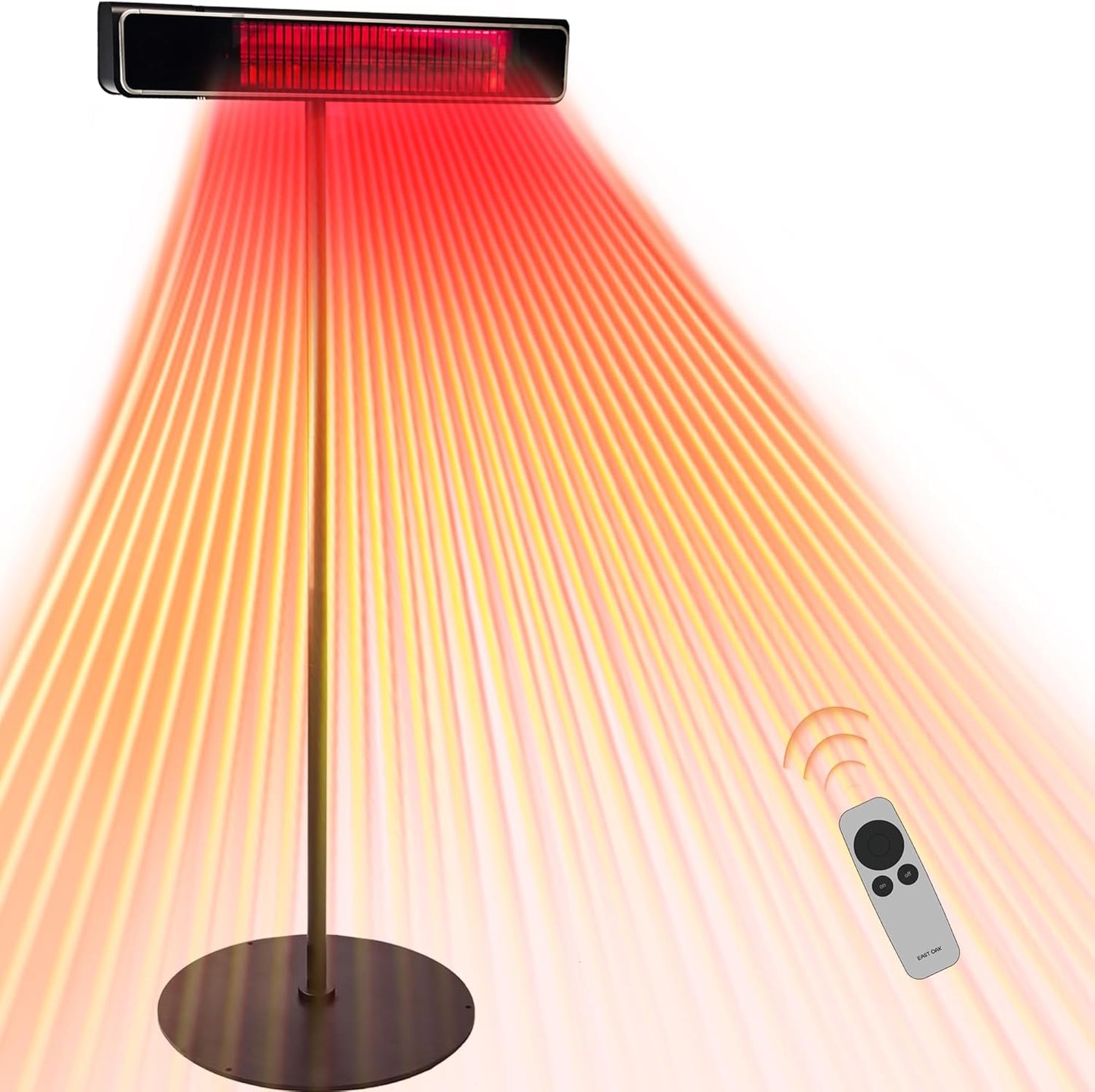 EAST OAK 1500W Electric Patio Heater, Indoor/Outdoor Standing Heater with Nano Glass-Ceramic, Fast Heat, Waterproof, 3 Modes, 24H Timer, Safety Tip-Over & Overheat Protection