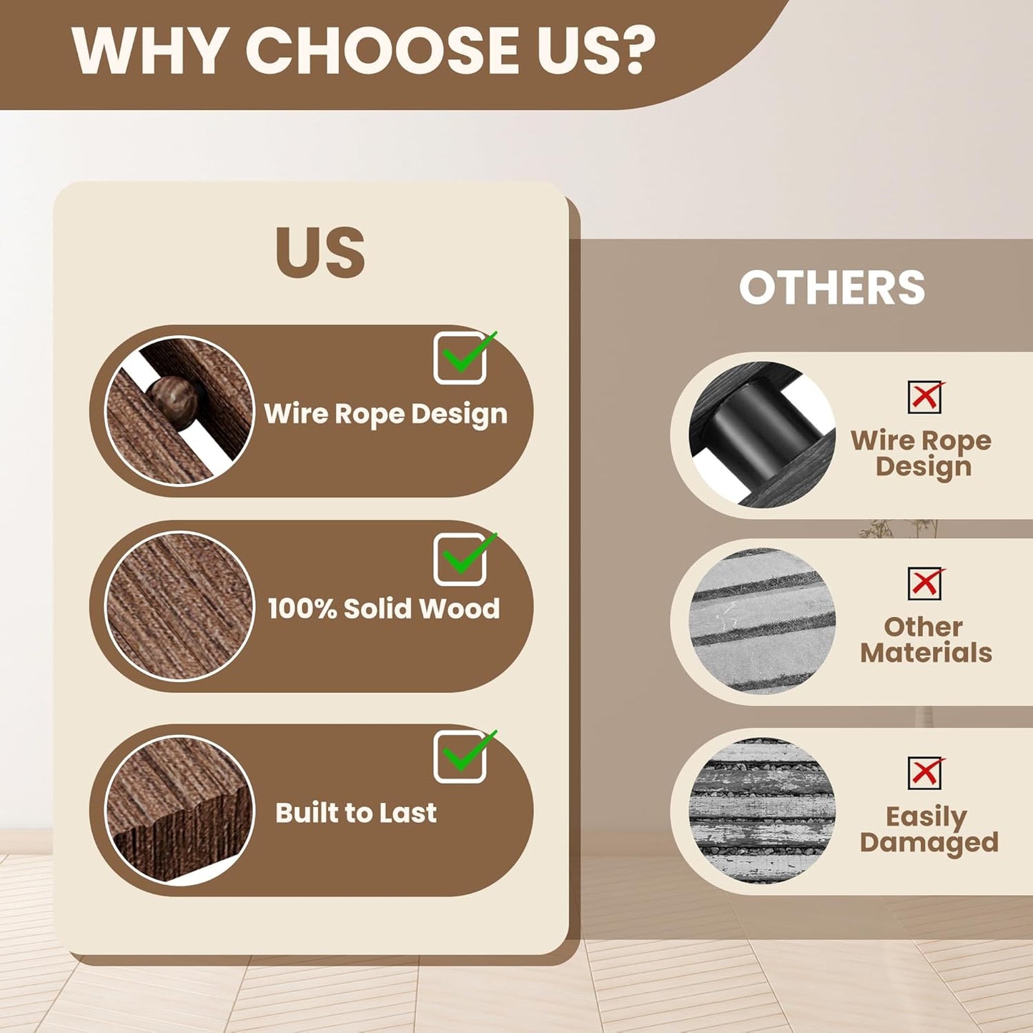 11.5FT Wooden Garden Pathway, Roll Out Walkway for Patio, Backyard and Outdoor Decor, Weatherproof, Non Slip and Easy to Install, Perfect for Beach, Wedding or Lawn (Brown)