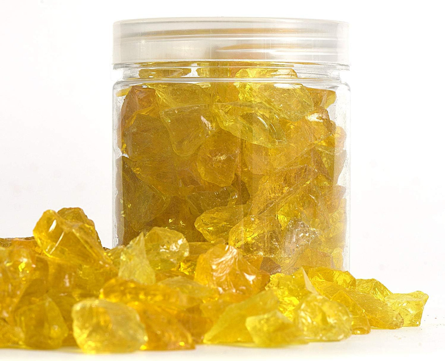 High Luster Reflective Fire Glass Gravel,Fire Gems,Fire Drops,Fire Glass Pebbles Stones Beads Chips for Fire Pit Fish Tank Aquarium Garden,1-2cm,540g/1.19lb (Yellow)