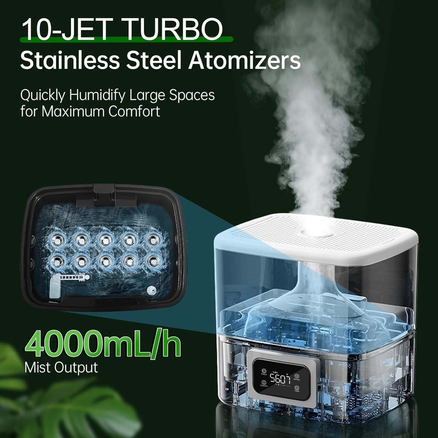 Humidifier Large Room, 30L/7.93Gal Large Commercial Humidifier 5000 sq.ft, Top-Fill Whole House Humidifiers with Extension Tube, 3 Mist Mode, Timer – Ideal for Plants, Office, Warehouse & Greenhouse