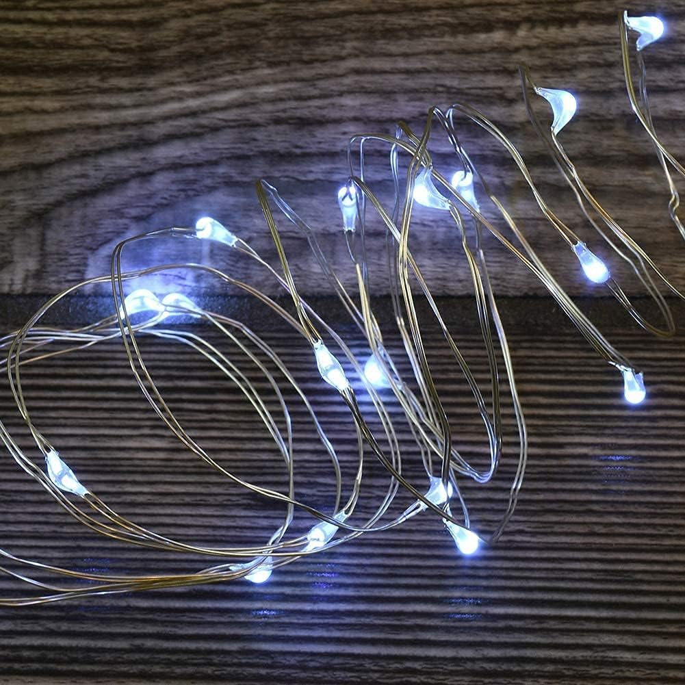 2 Pack Solar Powered Fairy String Lights Outdoor Waterproof 8 Modes Twinkle Christmas Decorations Lights, Each 33ft-100LED, 40ft-120LED, 66ft-200LED, 80ft-240LED, (White, 66)