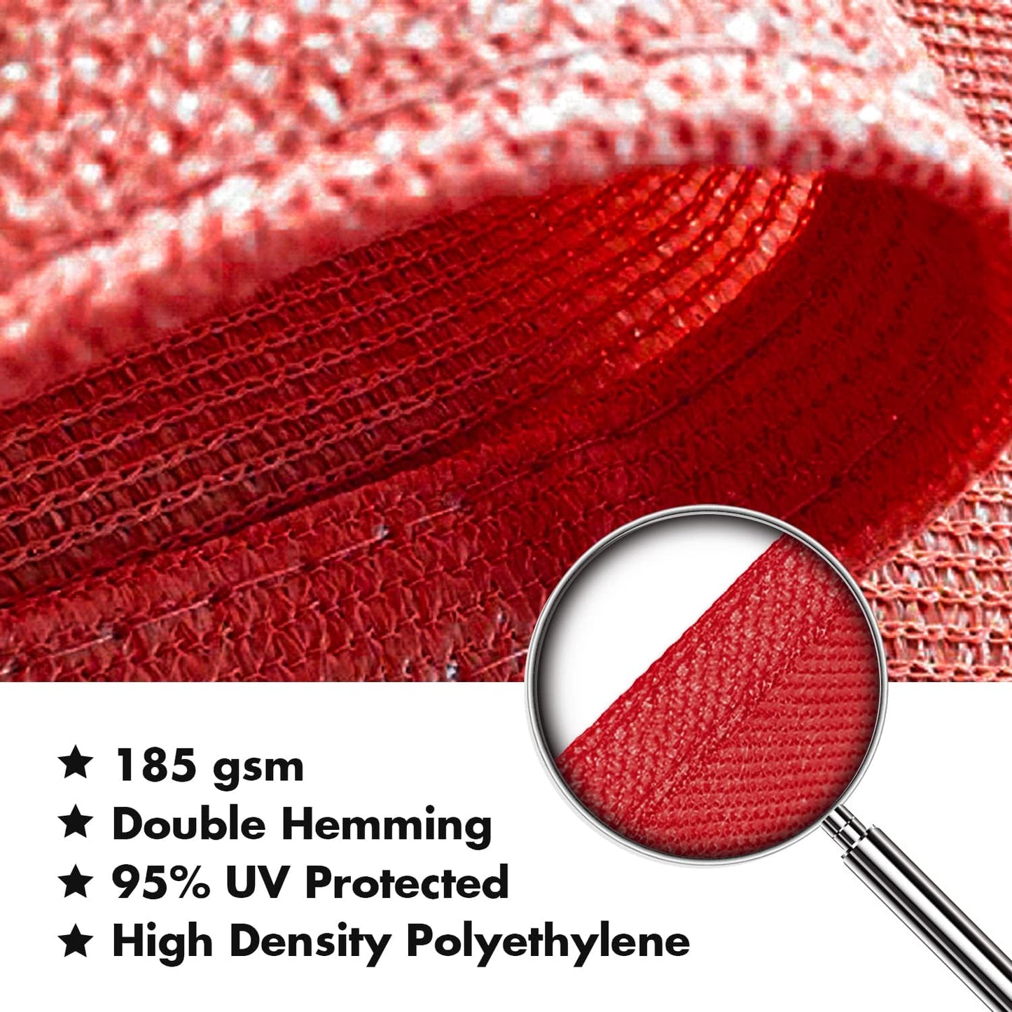 KANAGAWA Sun Shade Sail 12'x12' Scarlet Square UV Block Canopy Awning Shelter Fabric Cloth Screen for Outdoor Patio Garden Backyard