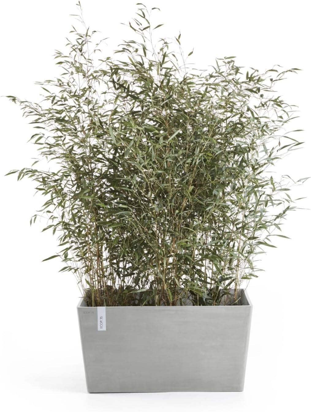 Ecopots Paris Durable Modern Rectangular Indoor/Outdoor Recycled-Based Composite Flower Planter, White Grey, 23.5"