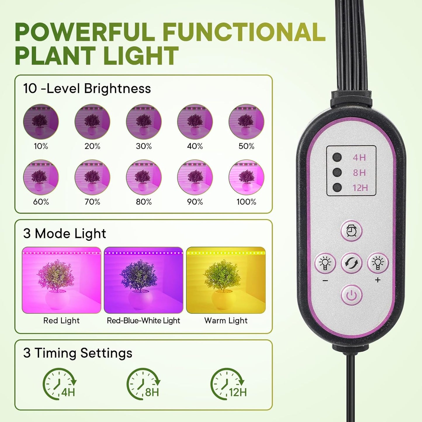 Indoor Greenhouse with Grow Lights & Wheels, 4 Tier Wire Shelf PVC Tent Portable Mini Green House Cabinet Kit for Plant Seed Starting