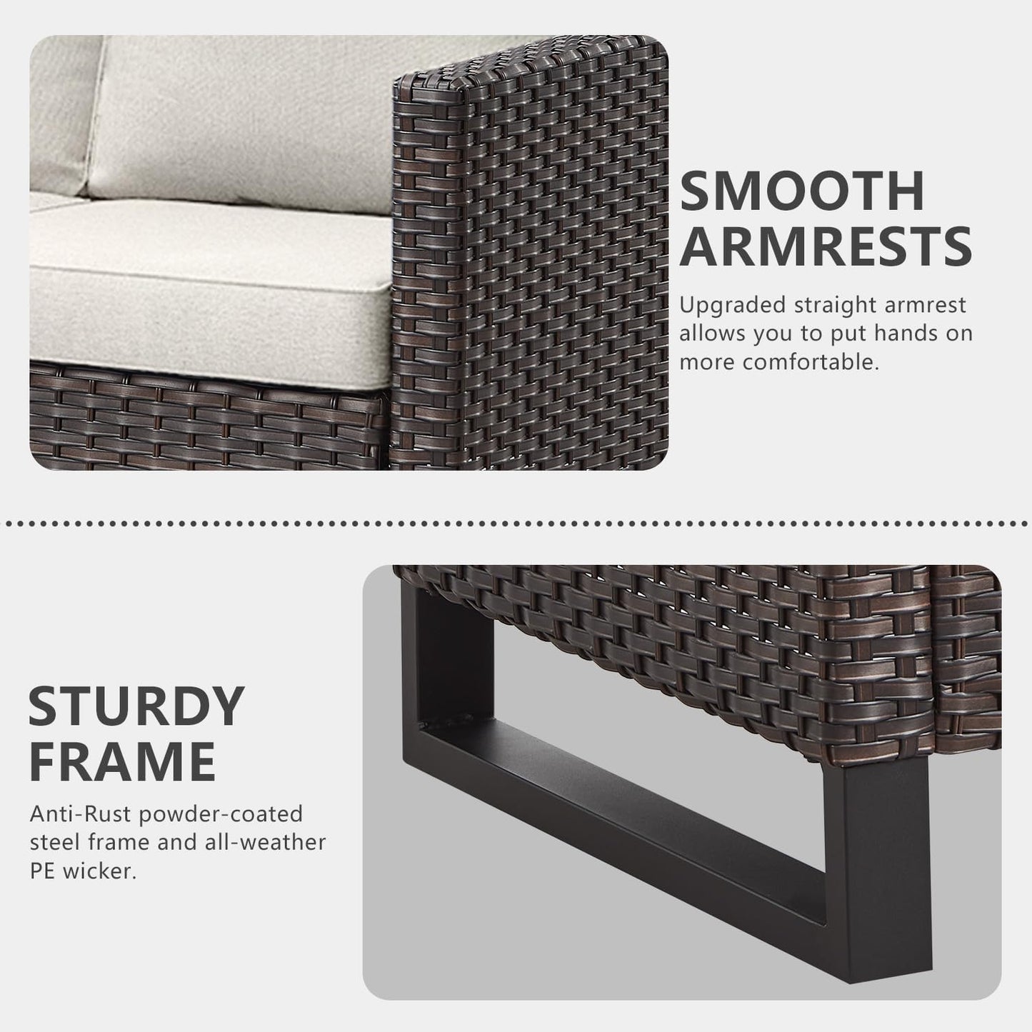 HUMMUH 7 Piece Patio Furniture Set with Fire Pit 41in 55,000 BTU,Wicker Outdoor Conversation Sets - Patio Swivel Chairs Sofa Ottomans,Side Table for Porch,Garden,Backyard